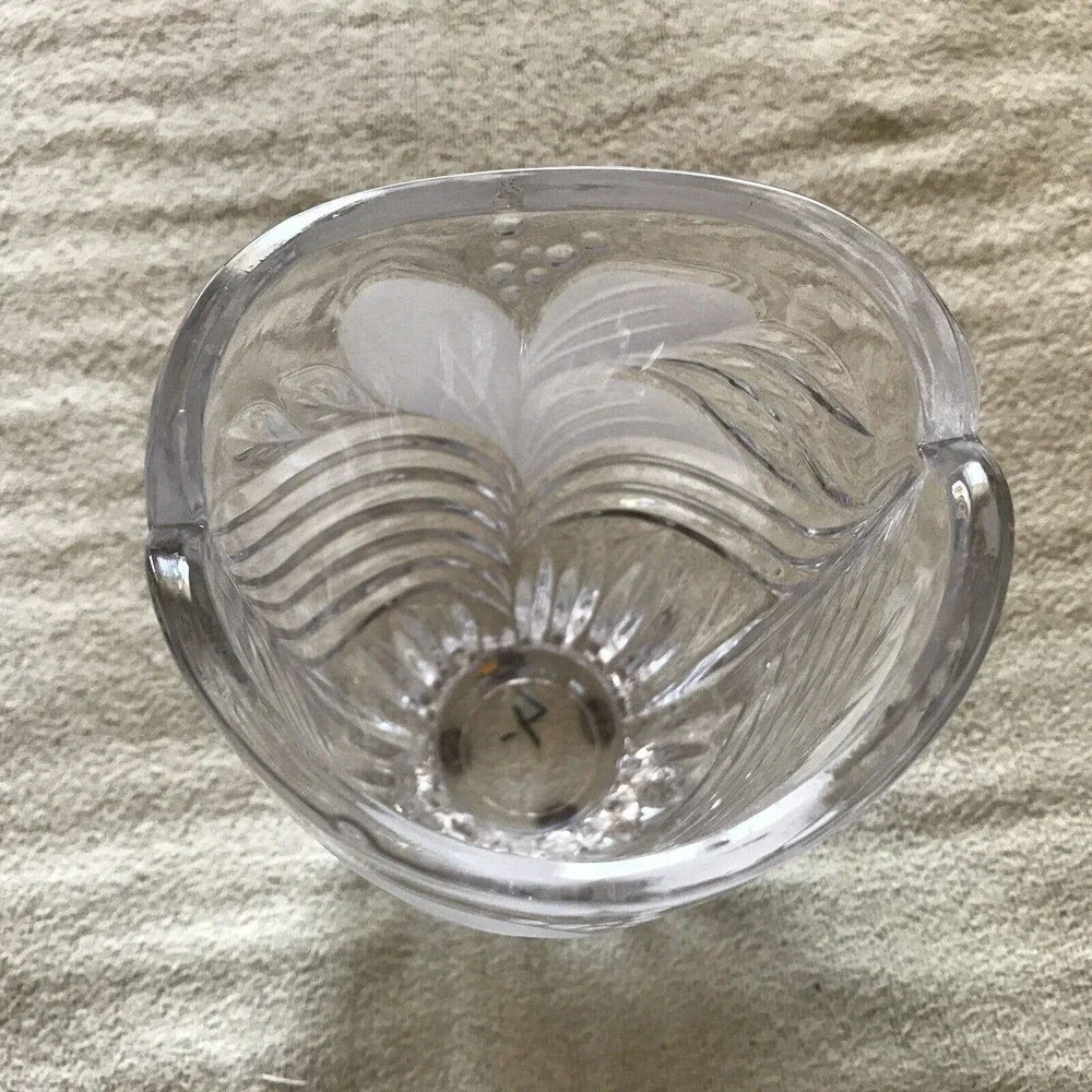 German Crystal Vase Carved Floral 6.5